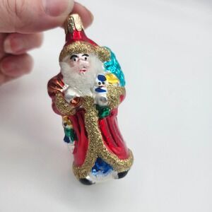 Czech Republic Blown Glass Santa Father Christmas Ornament Hand-Painted Vintage